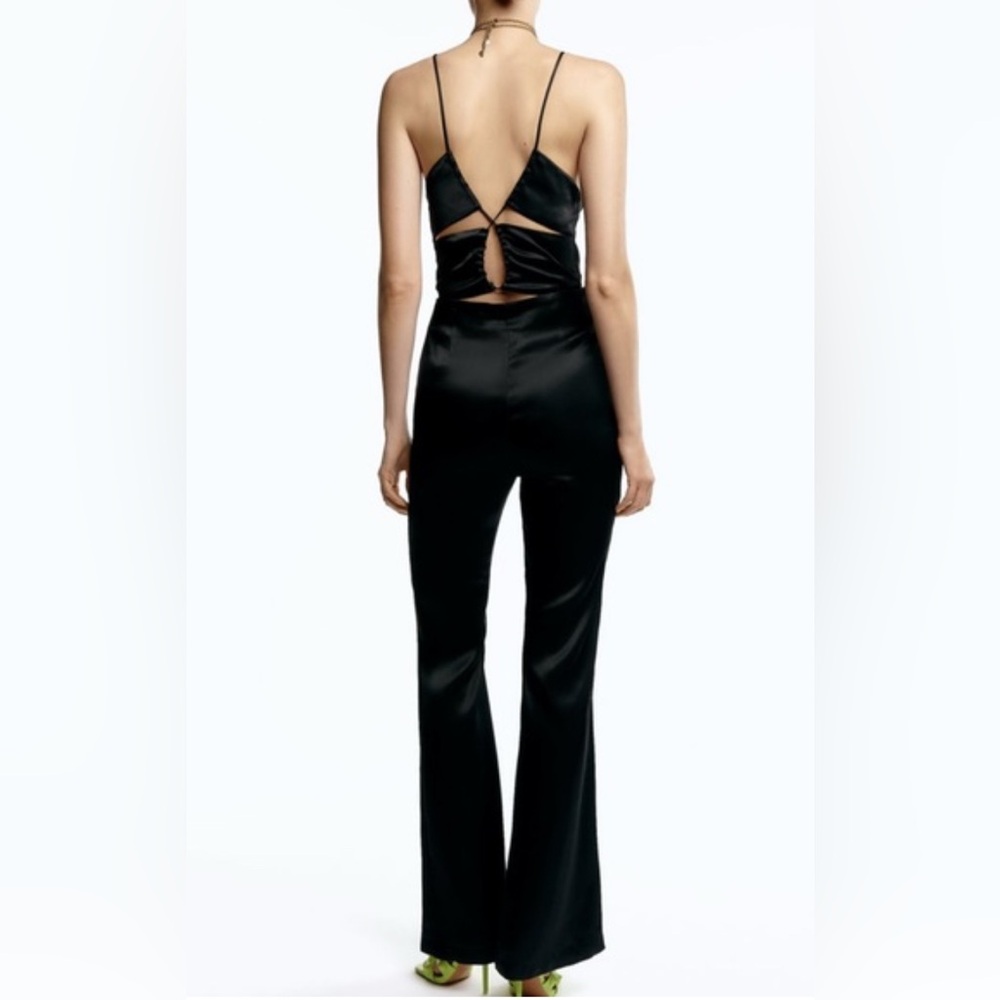 Zara Black Satin Back-Cut Jumpsuit new - Picture 9 of 11